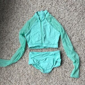 Aqua Long Sleeve two piece dancewear